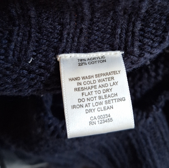 Design Lab Lord & Taylor Navy Cotton Blend Oversized Poncho Sweater - Picture 5 of 5